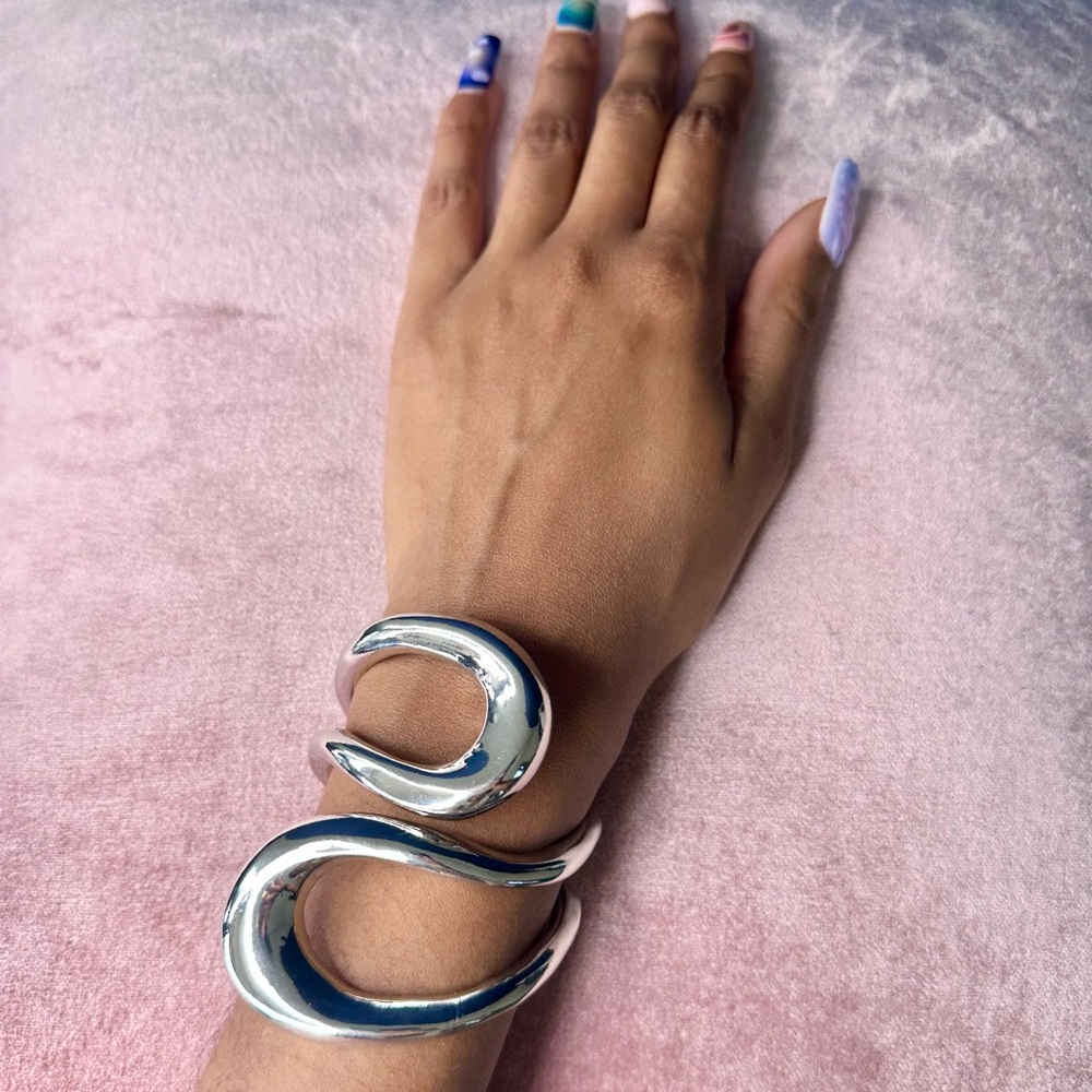 Silver Chunky Metal Cuff Bracelet
